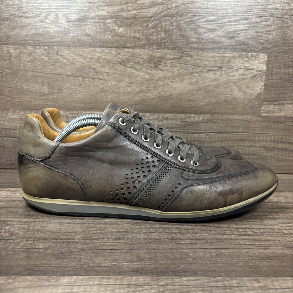 Magnanni Cristian Leather Lace Up Gray Green Mens US Size 12 15745 Sneakers